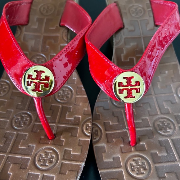 Tory Burch Wedge Sandals. Red. Size 8 1/2 M. NWOT